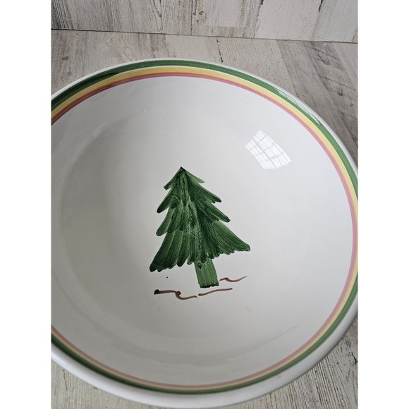 Vintage‎ Italy Christmas serving bowl oales? Xmas plaid green large centerpiece - Picture 2 of 7